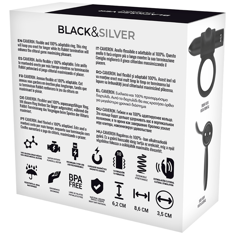 BLACK&SILVER - CAMERON PENISRING-UHR MIT FERNBEDIENUNG