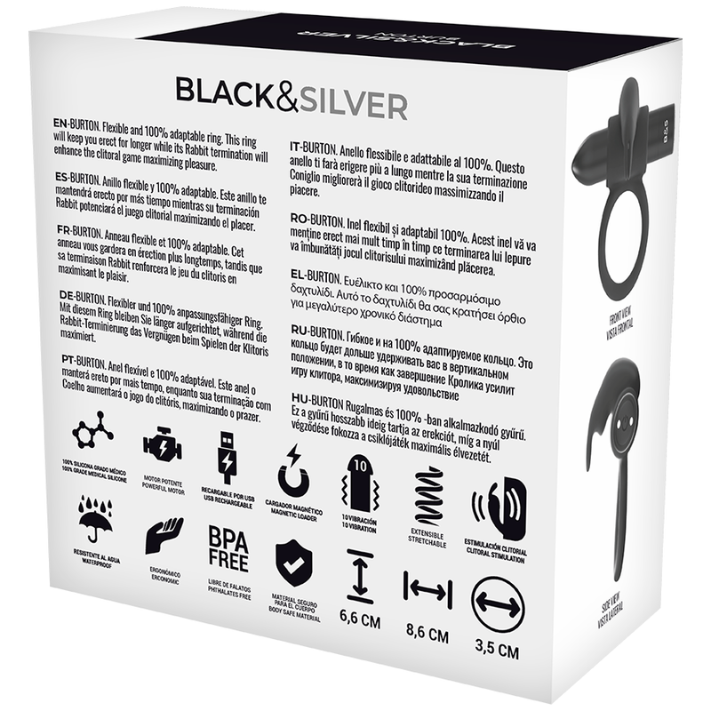 BLACK&SILVER - BURTON PENISRING-UHR MIT FERNBEDIENUNG