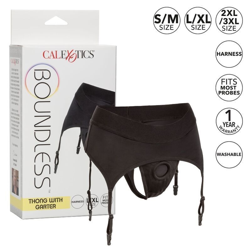 CALEXOTICS - BOUNDLESS TANGA MIT STRÜMPFEN S/M