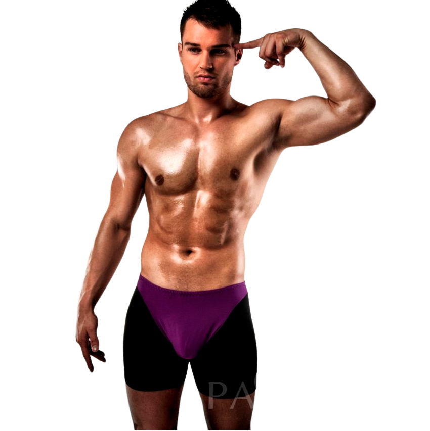 PASSION - BOXER 009 Lila/Schwarz erotische Dessous S/M
