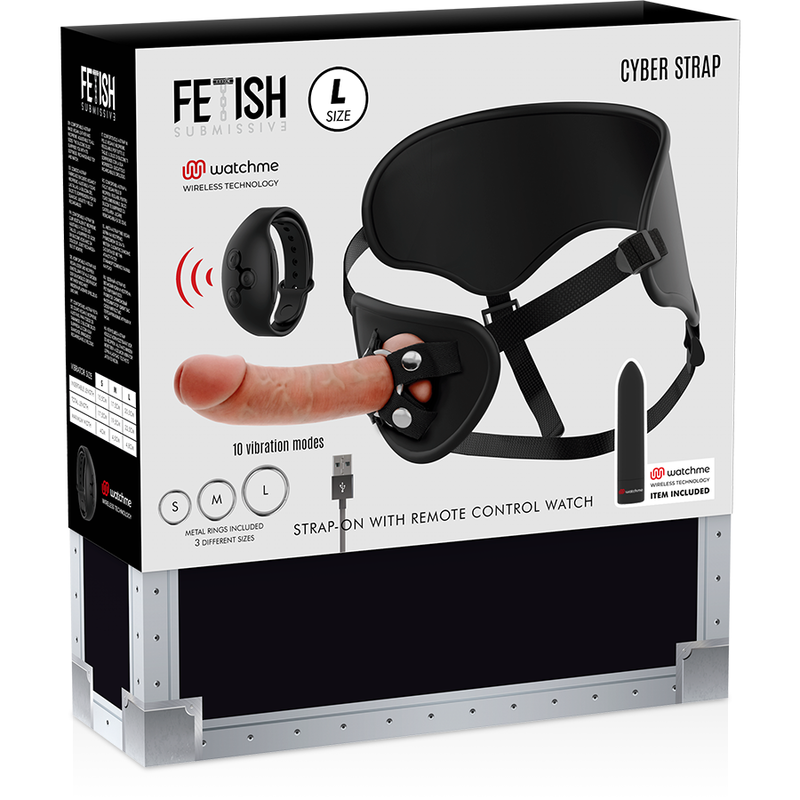 FETISH SUBMISSIVE CYBER STRAP - HARNESS MIT DILDO- UND BULLET-FERNBEDIENUNG MIT WATCHME-L-TECHNOLOGIE