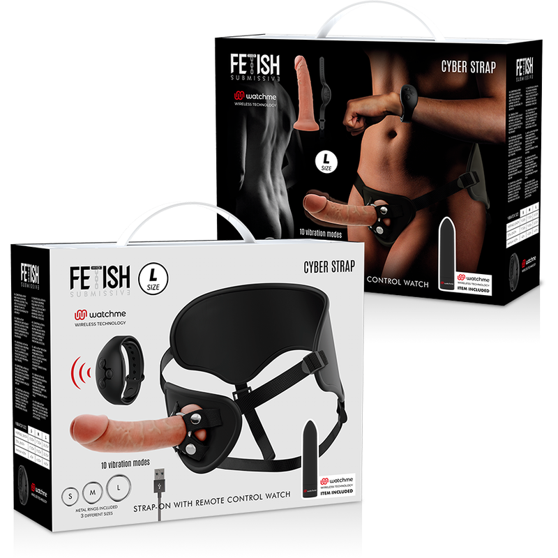 FETISH SUBMISSIVE CYBER STRAP - HARNESS MIT DILDO- UND BULLET-FERNBEDIENUNG MIT WATCHME-L-TECHNOLOGIE