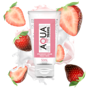 AQUA TRAVEL - Wasserbasiertes Gleitgel mit Erdbeer-Creme-Geschmack - 50 ml