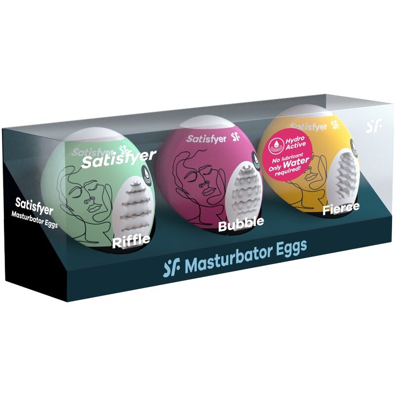 SATISFYER - 3 Masturbator-Eier Riffle, Bubble & Fierce