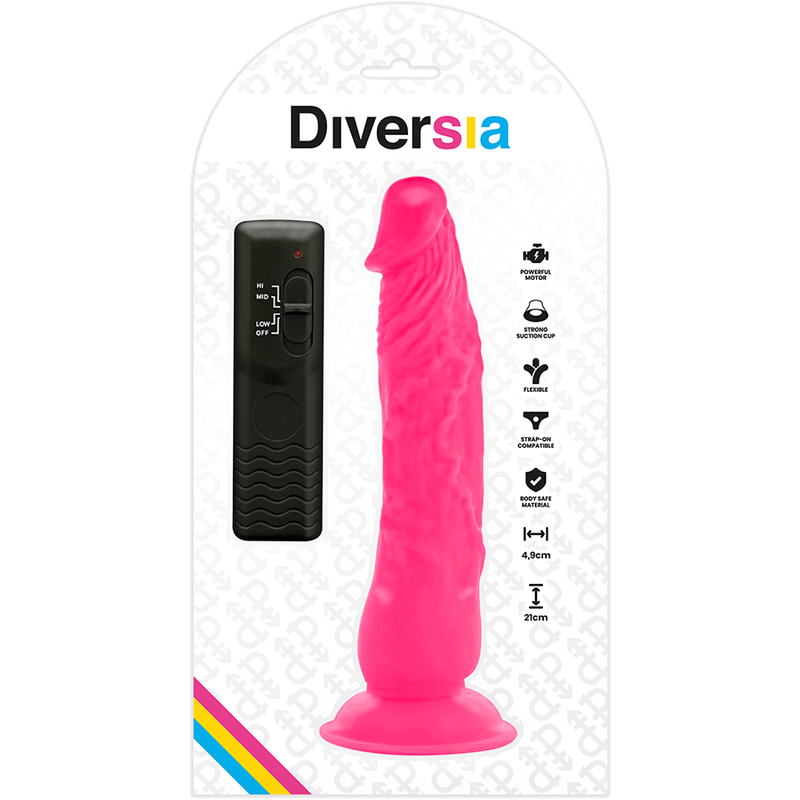 DIVERSIA - Flexibler vibrierender Dildo Rosa 21 cm -O- 4,9 cm