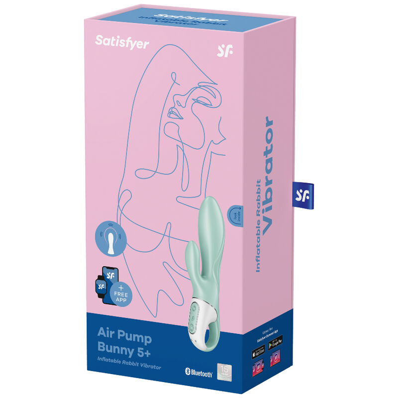 SATISFYER - AIR PUMP BUNNY 5+ Aufblasbarer Kaninchenvibrator-App Grün