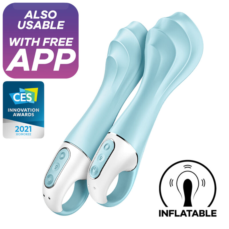 SATISFYER - AIR PUMP VIBRATOR 5+ Aufblasbarer G-Punkt-Vibrator-App Blau