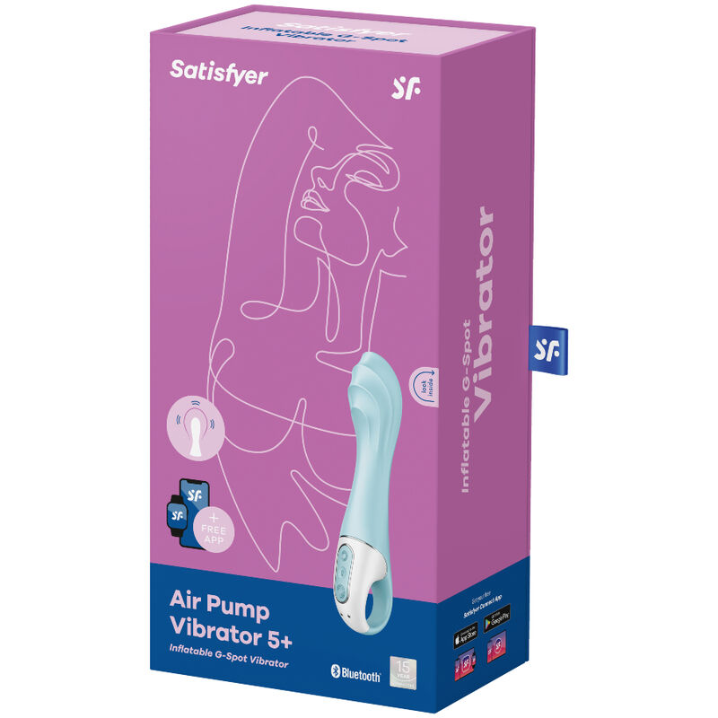 SATISFYER - AIR PUMP VIBRATOR 5+ Aufblasbarer G-Punkt-Vibrator-App Blau