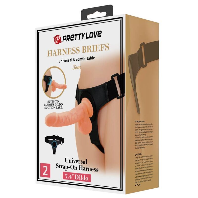 PRETTY LOVE - Harness-Hose Universal-Harness mit Dildo Tom 20 cm Natur