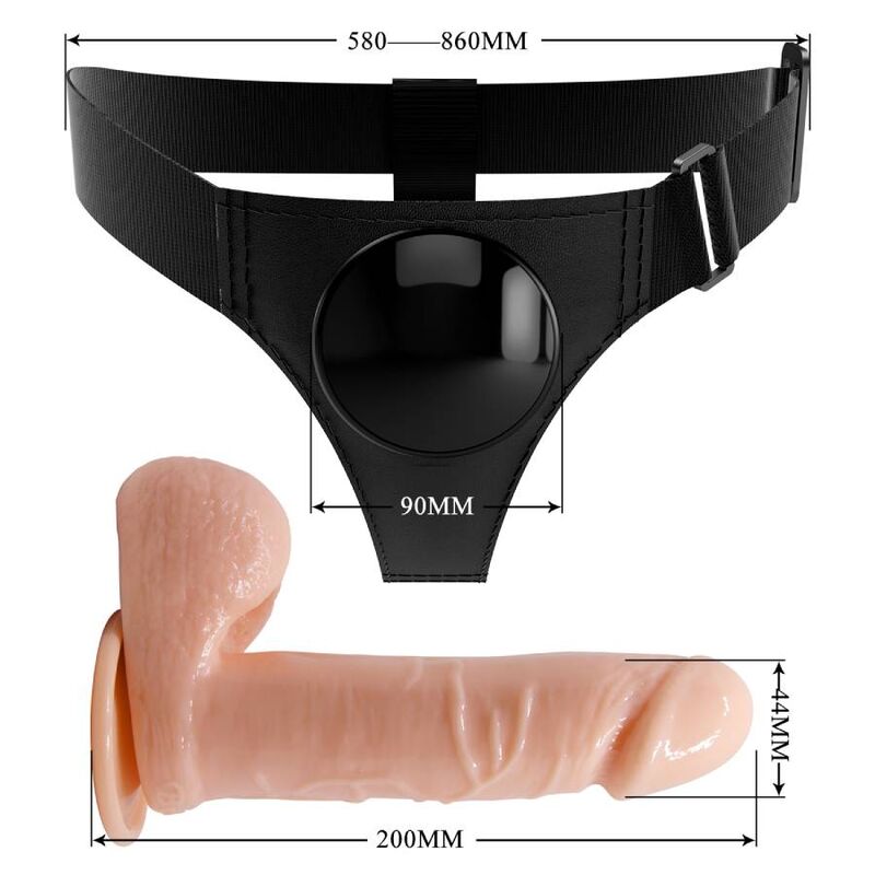 PRETTY LOVE - Harness-Hose Universal-Harness mit Dildo Tom 20 cm Natur