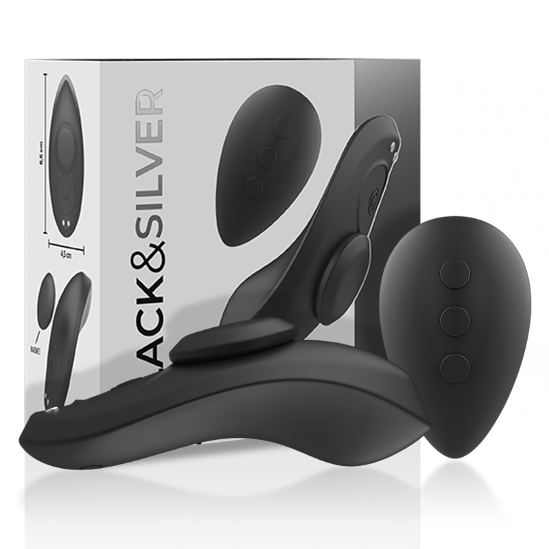 BLACK&SILVER - PRESTON wiederaufladbarer Silikon-Vibrator-Pantie Schwarz