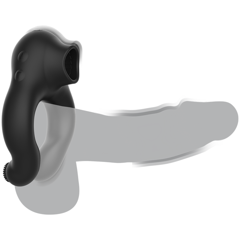 BLACK&SILVER - Vibrationsring aus Silikon, 3 Motoren, wiederaufladbar, Schwarz
