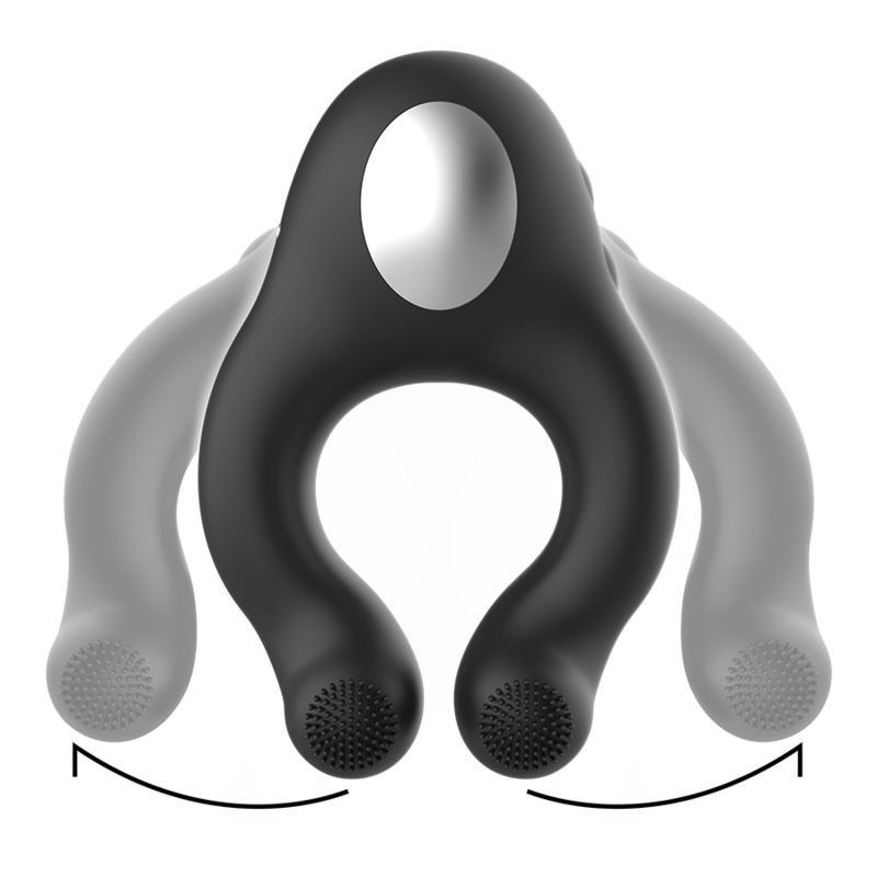 BLACK&SILVER - Vibrationsring aus Silikon, 3 Motoren, wiederaufladbar, Schwarz