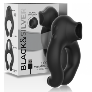 BLACK&SILVER - Vibratorenring aus Silikon, 3 Motoren, wiederaufladbar, Schwarz