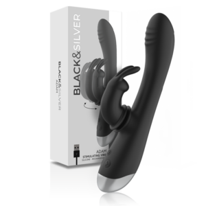 BLACK&SILVER - DJ. ADAM WIEDERAUFLADBARER SILIKON-KANINCHENSTIMULATOR SCHWARZ