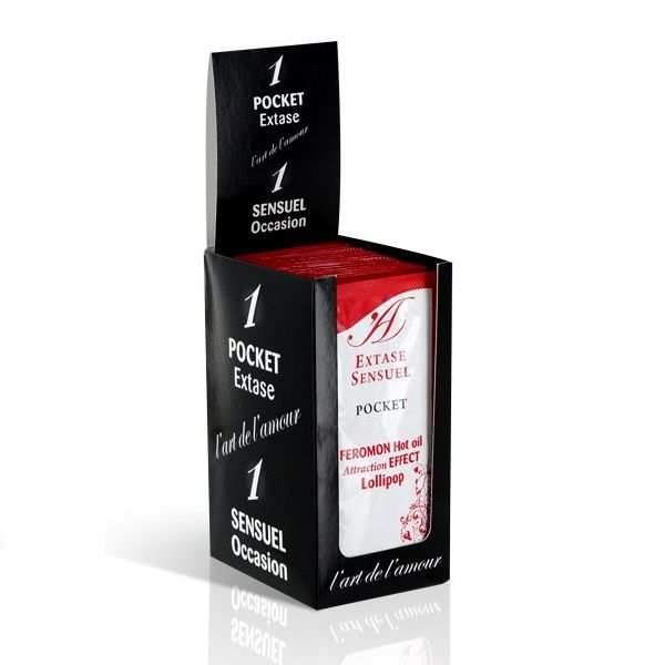 EXTASE SENSUAL - Massageöl mit Wärmeeffekt, Pheromone, Lollipop, 10 ml