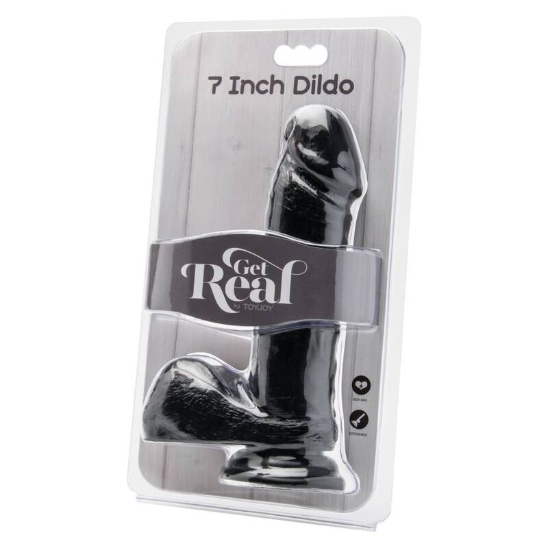 GET REAL - Dildo 18 cm mit schwarzen Eiern