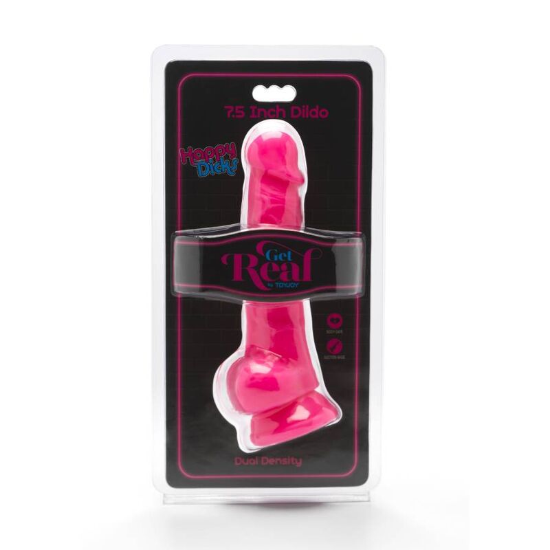 GET REAL - HAPPY DICKS 19 CM MIT BALLEN ROSA