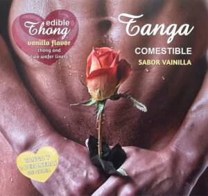 HOTFLOWERS - Herren-Tanga + 2 Vanille-Wafer-Nippelklemmen