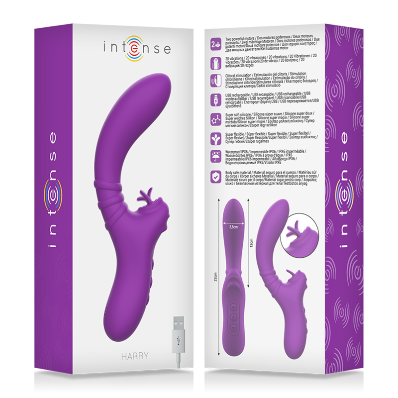 INTENSE - HARRY flexibler Vibrator mit lila Zunge