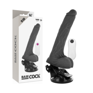 BASECOCK - Realistischer Vibrator mit Fernbedienung Schwarz 19 cm -O- 4 cm
