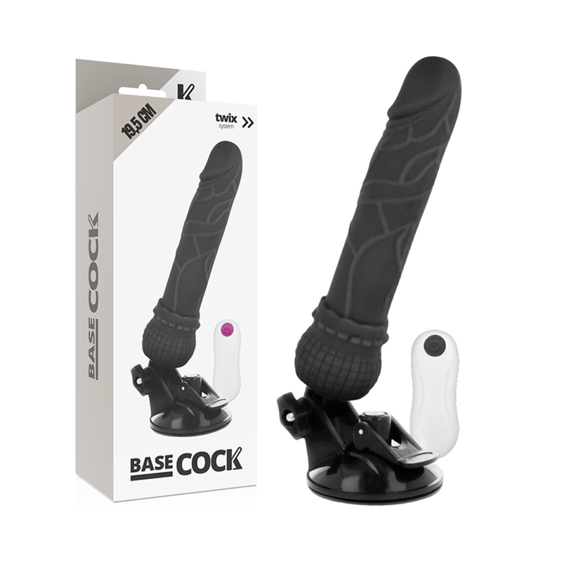 BASECOCK - Realistischer Vibrator mit Fernbedienung Schwarz 19,5 cm -O- 4 cm