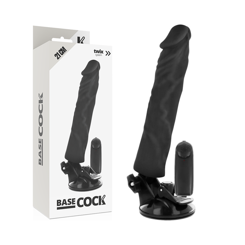 BASECOCK - Realistischer Vibrator mit Fernbedienung Schwarz 21 cm -O- 4 cm