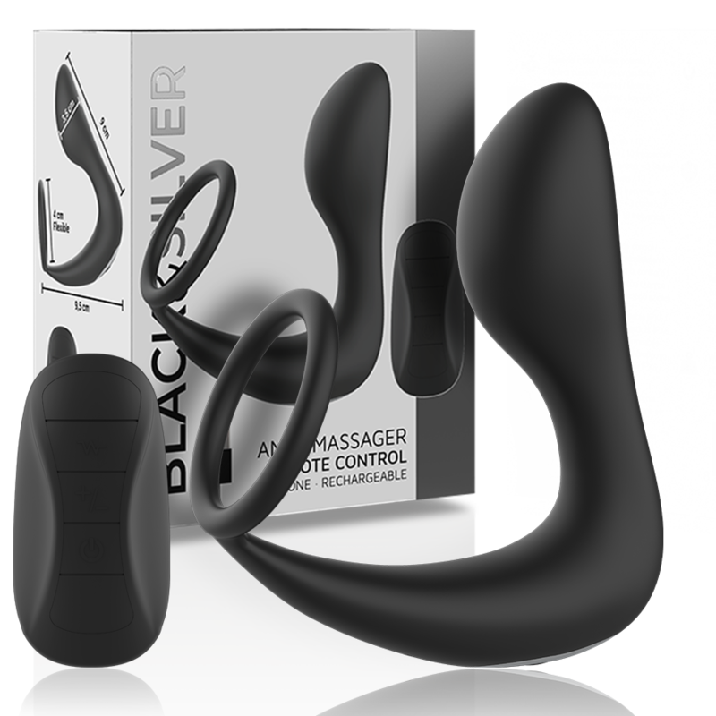 BLACK&SILVER - Analmassager mit Fernbedienung, wiederaufladbares Silikon Schwarz