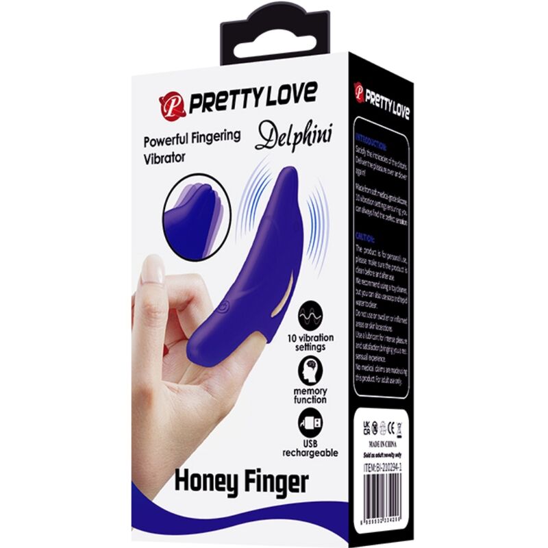 PRETTY LOVE - DELPHINI Leistungsstarker Dunkelblauer Fingerstimulator
