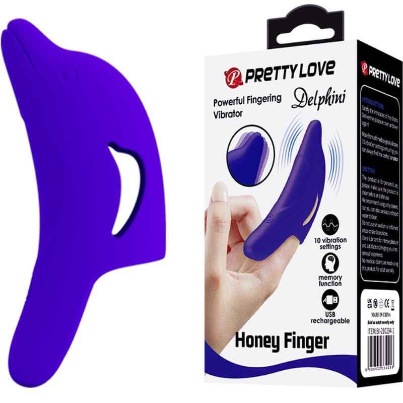 PRETTY LOVE - DELPHINI Leistungsstarker Dunkelblauer Fingerstimulator