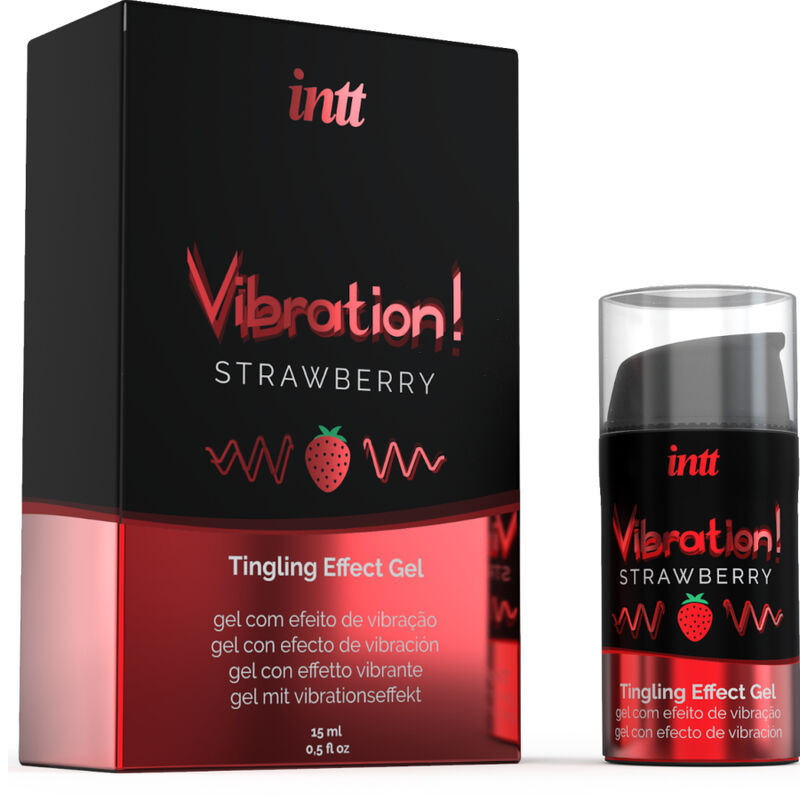 INTT - Kraftvolles intimstimulierendes flüssiges Vibrationgel Erdbeere 15 ml