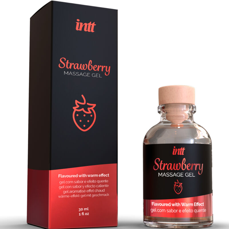 INTT MASSAGE & ORAL SEX - Massagegel mit heißem Effekt Erdbeergeschmack