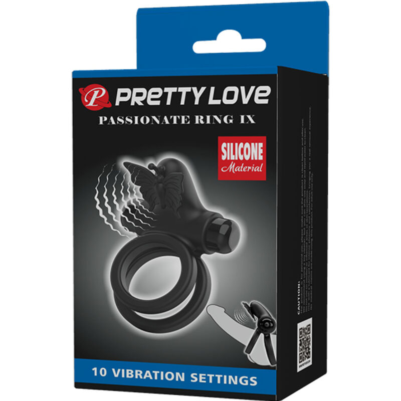 PRETTY LOVE - Doppelt-Vibrationsring mit schwarzem Stimulator