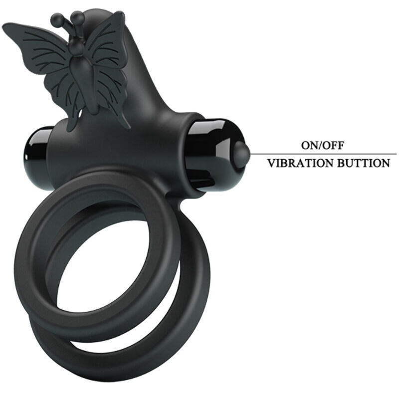PRETTY LOVE - Doppelt-Vibrationsring mit schwarzem Stimulator