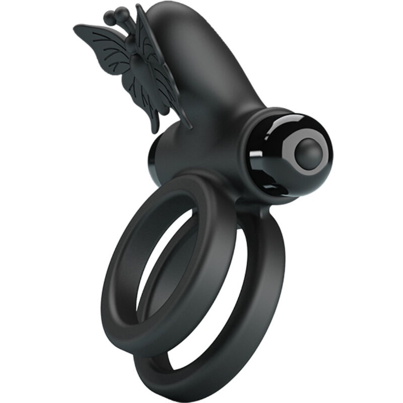 PRETTY LOVE - Doppelt-Vibrationsring mit schwarzem Stimulator