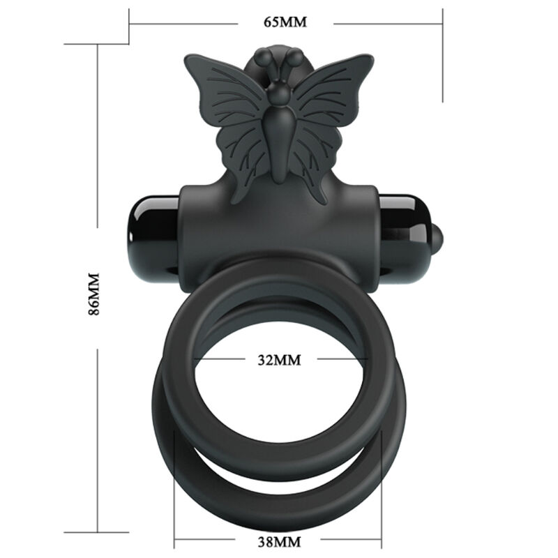 PRETTY LOVE - Doppelt-Vibrationsring mit schwarzem Stimulator