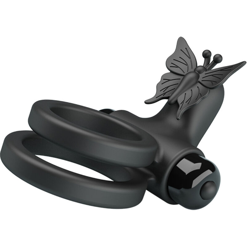 PRETTY LOVE - Doppelt-Vibrationsring mit schwarzem Stimulator
