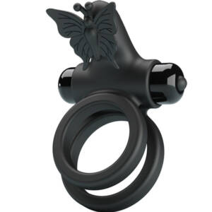 PRETTY LOVE - Doppelt-Vibrationsring mit schwarzem Stimulator