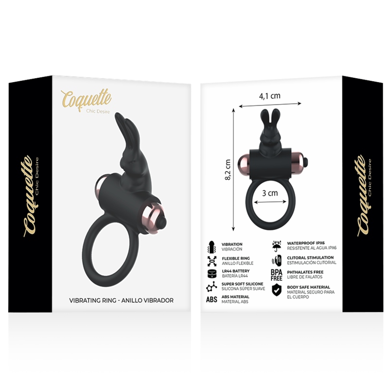 COQUETTE CHIC DESIRE - Penisring mit Vibrator Schwarz/Gold