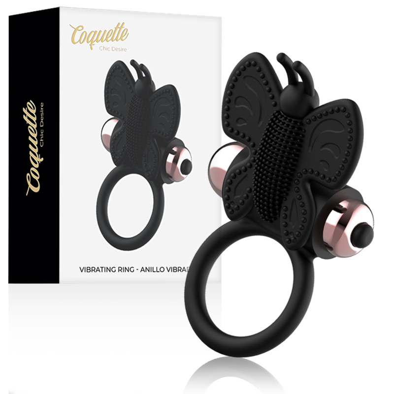 COQUETTE CHIC DESIRE - Penisring Schmetterling mit Vibrator Schwarz/Gold