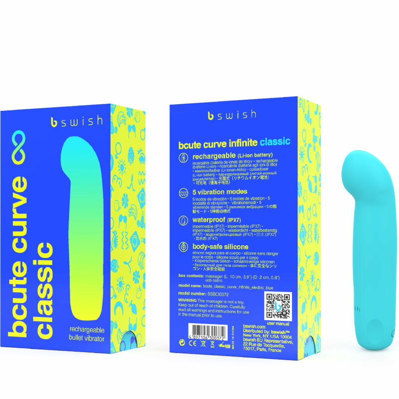 B SWISH - BCUTE CURVE INFINITE klassischer wiederaufladbarer Vibrator aus blauem Silikon