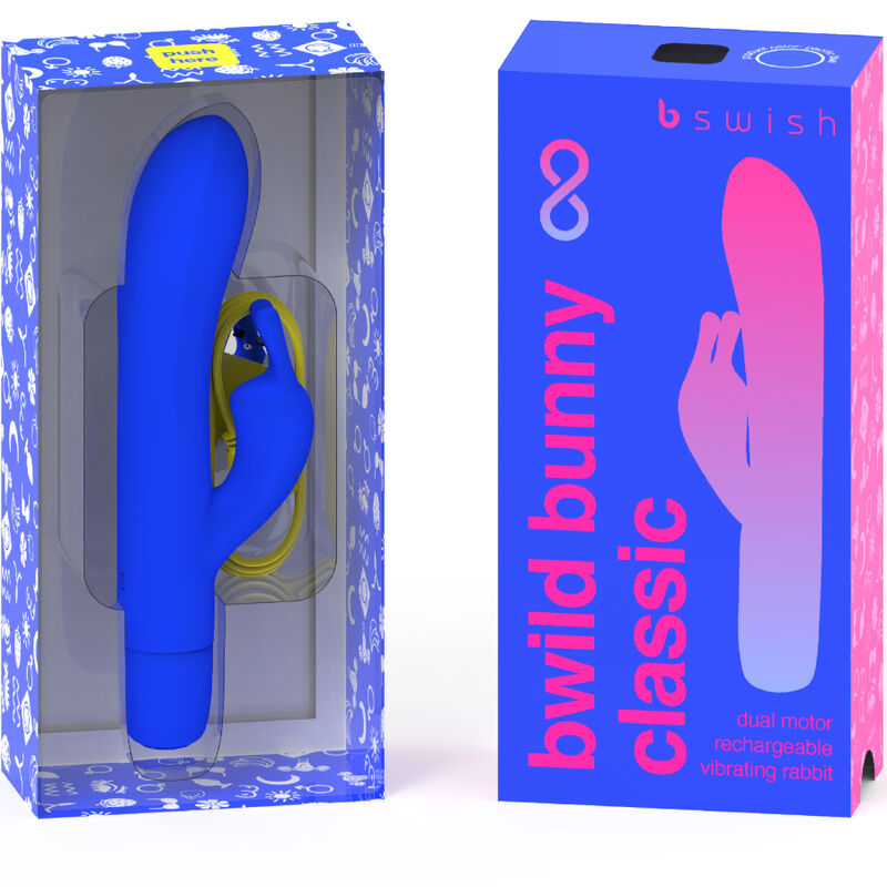 B SWISH - BWILD BUNNY INFINITE klassischer wiederaufladbarer Vibrator aus blauem Silikon