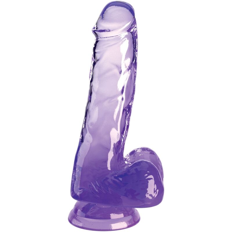 KING COCK - CLEAR REALISTISCHER PENIS MIT KUGELN 13,5 CM LILA