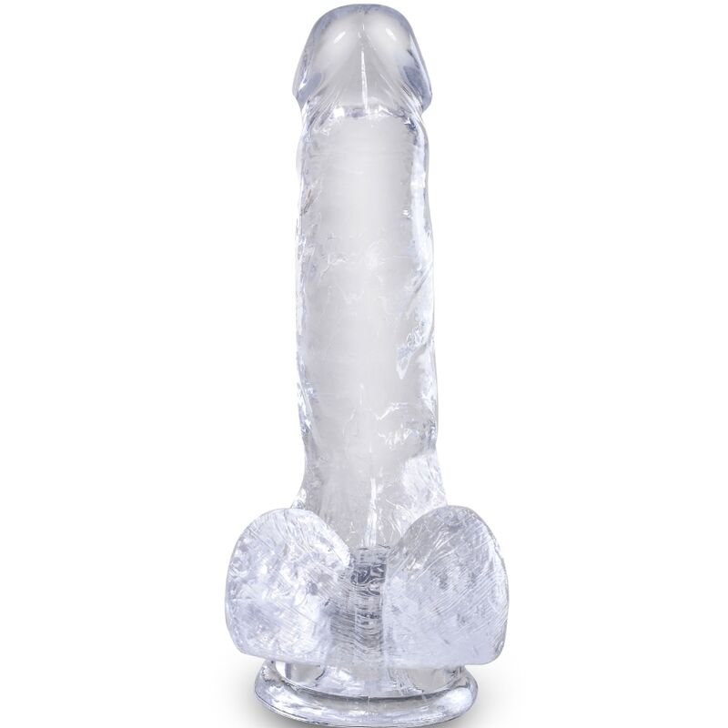 KING COCK - CLEAR REALISTISCHER PENIS MIT EIEREN 13,5 CM TRANSPARENT