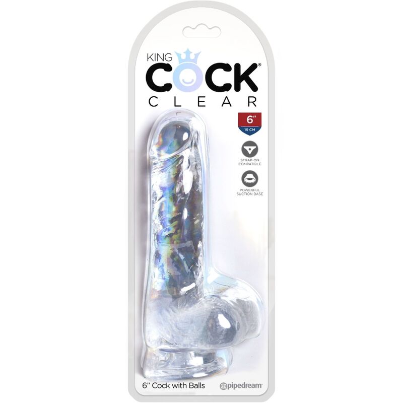 KING COCK - CLEAR REALISTISCHER PENIS MIT EIEREN 13,5 CM TRANSPARENT