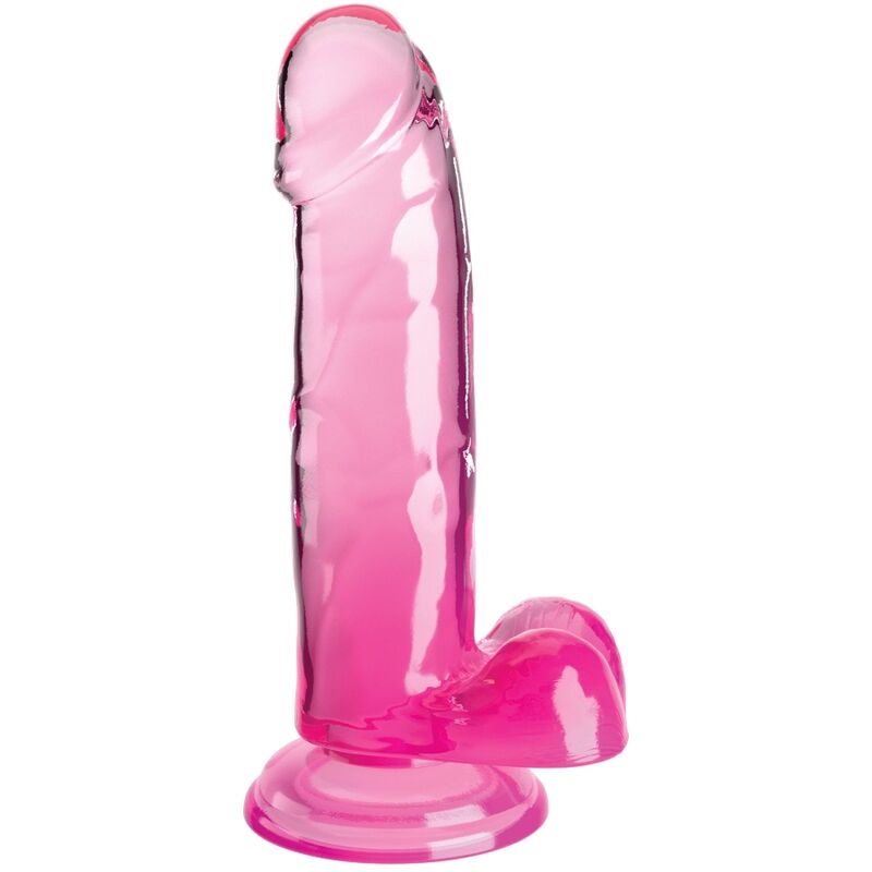 KING COCK - CLEAR REALISTISCHER PENIS MIT KUGELN 15,2 CM ROSA