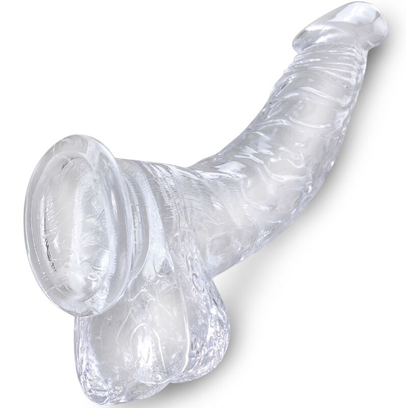 KING COCK - CLEAR REALISTISCH GEBOGENER PENIS MIT 16,5 CM TRANSPARENTEN EIERN