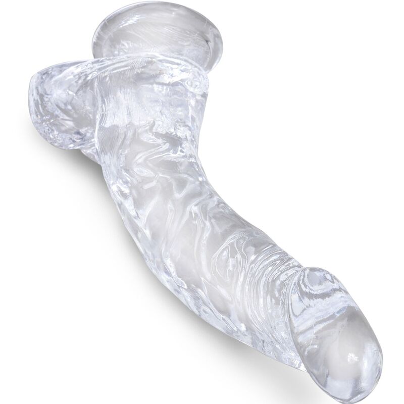 KING COCK - CLEAR REALISTISCH GEBOGENER PENIS MIT 16,5 CM TRANSPARENTEN EIERN