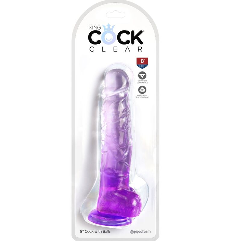 KING COCK - CLEAR REALISTISCHER PENIS MIT KUGELN 16,5 CM LILA