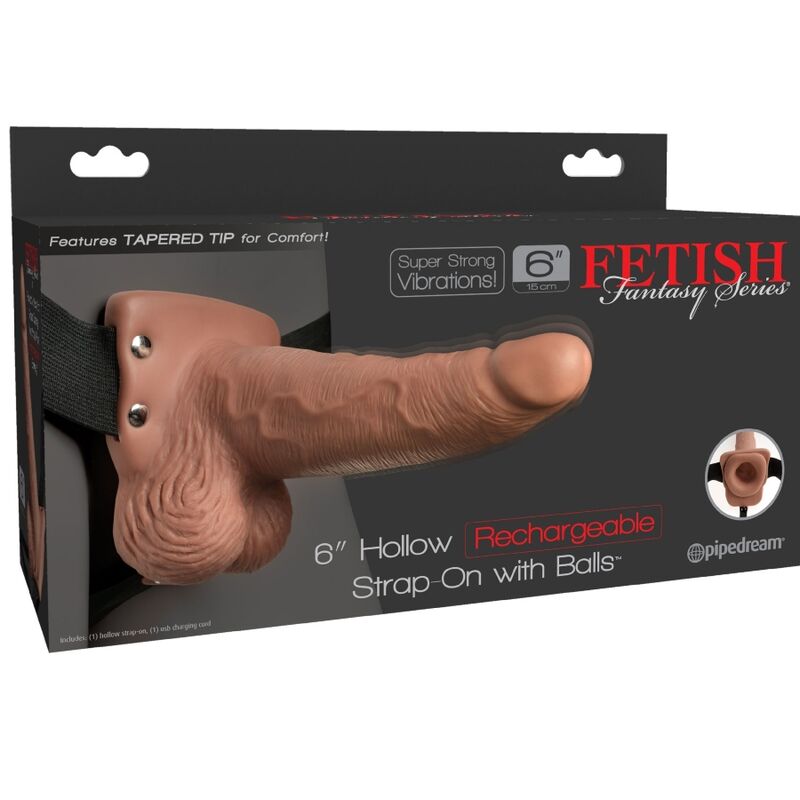 FETISH FANTASY SERIES - Verstellbarer Gurt realistischer Penis mit wiederaufladbaren Hoden und Vibrator 15 cm